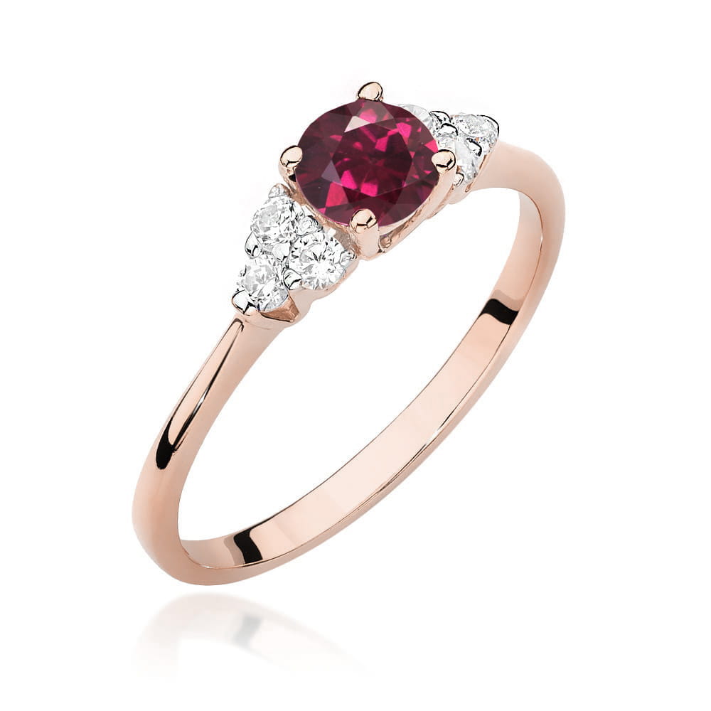 Gold Ring With Rhodolite And Diamonds