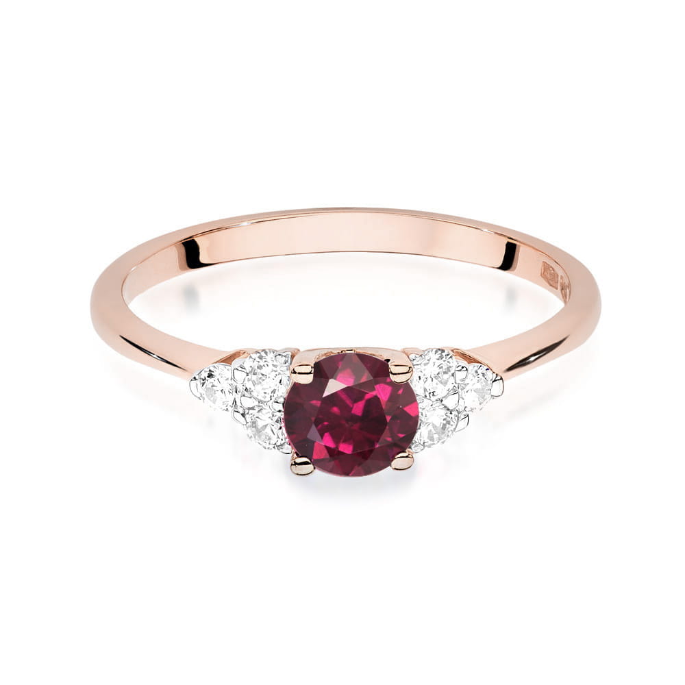Gold Ring With Rhodolite And Diamonds