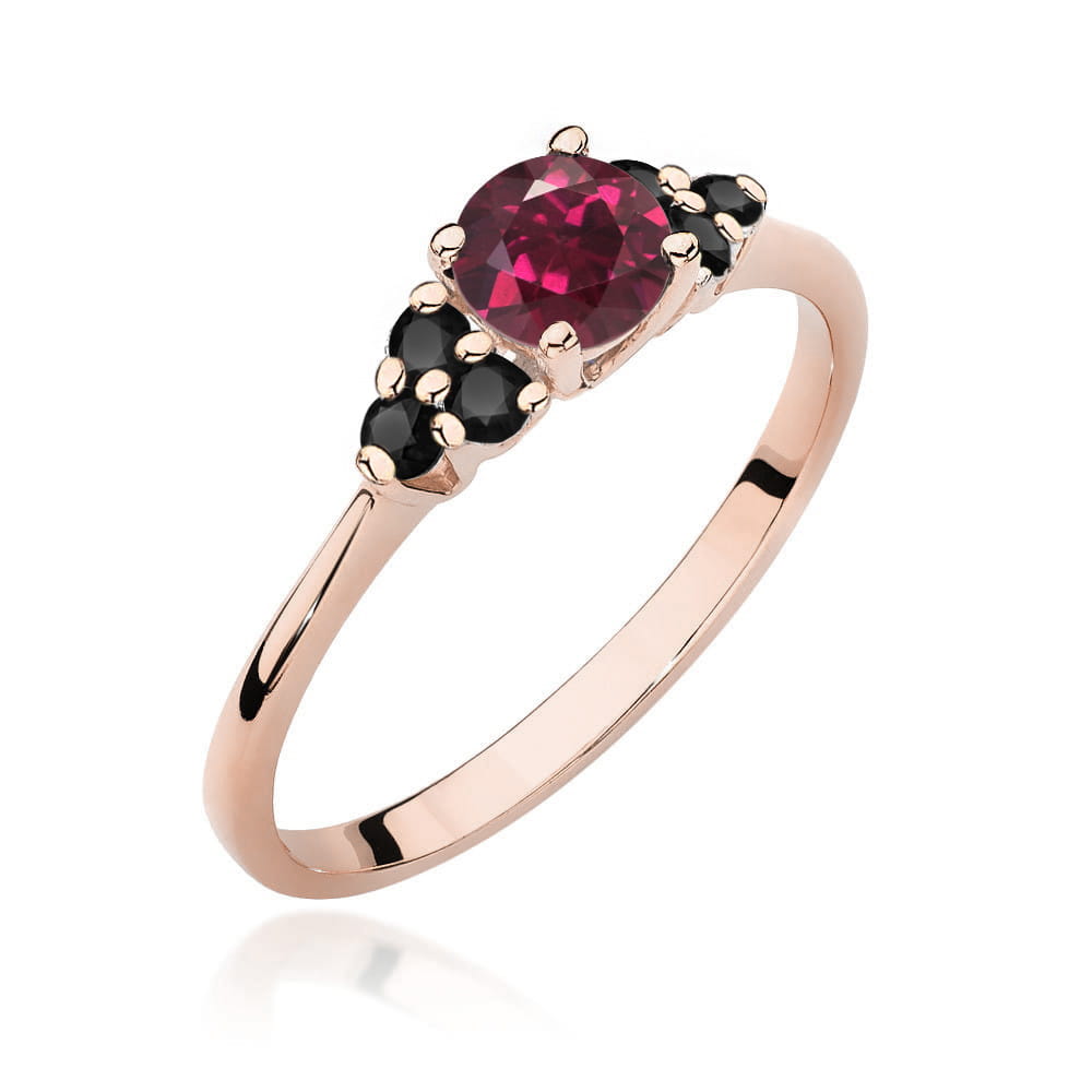 Gold Ring With Rhodolite And Black Diamonds