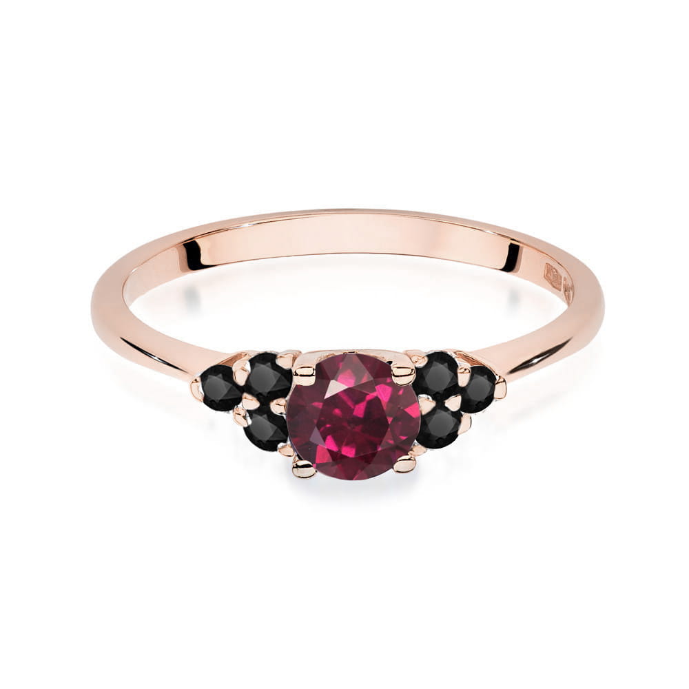 Gold Ring With Rhodolite And Black Diamonds