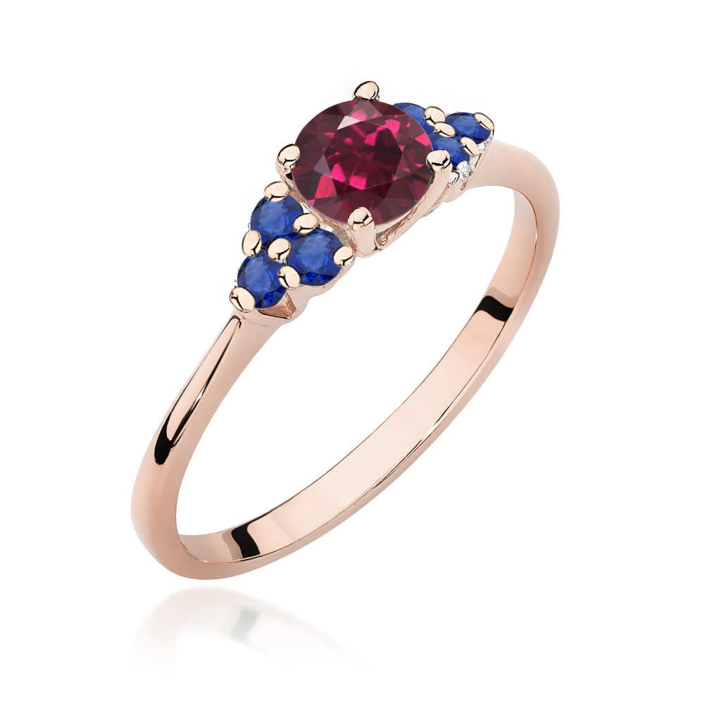 Gold Ring With Rhodolite And Sapphires