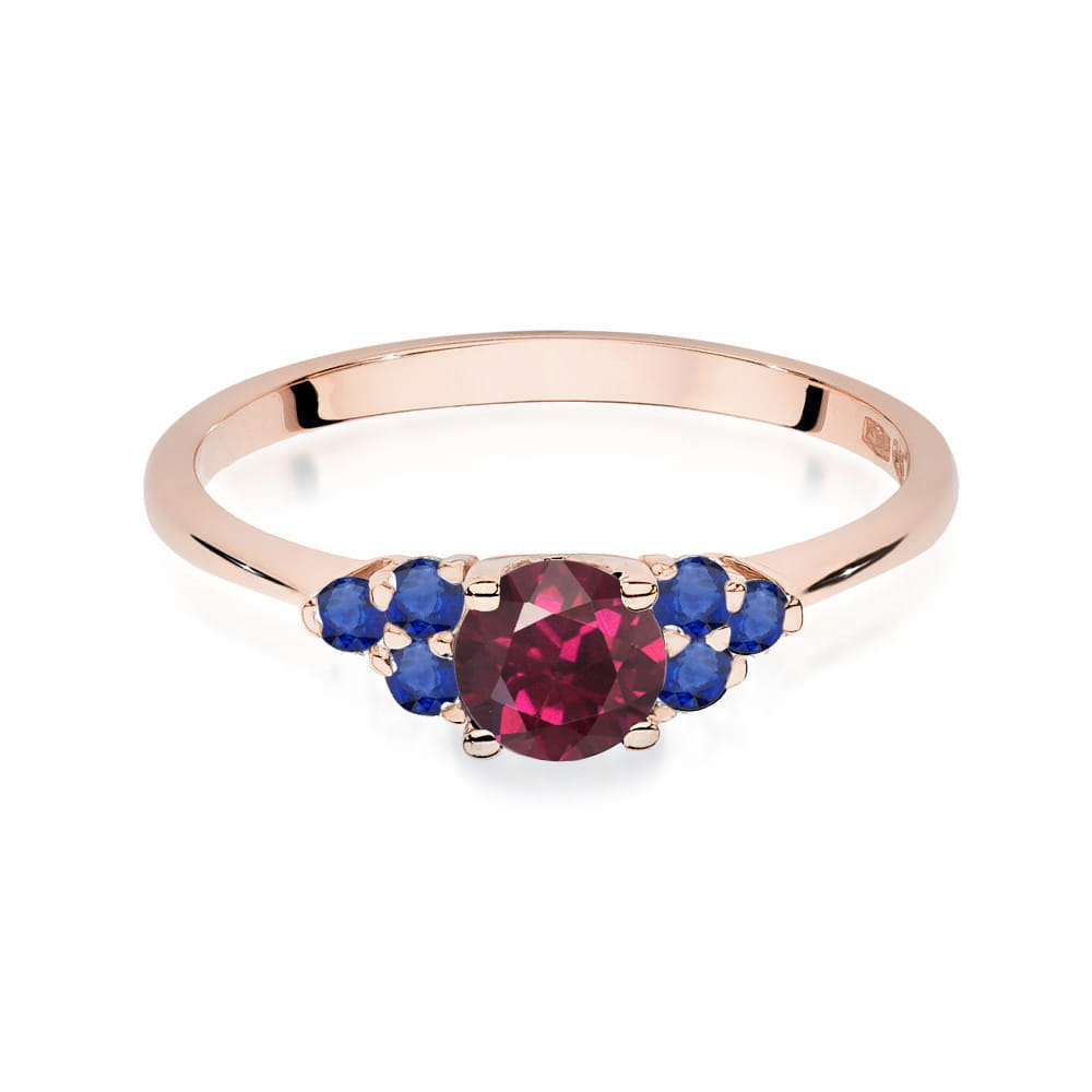 Gold Ring With Rhodolite And Sapphires