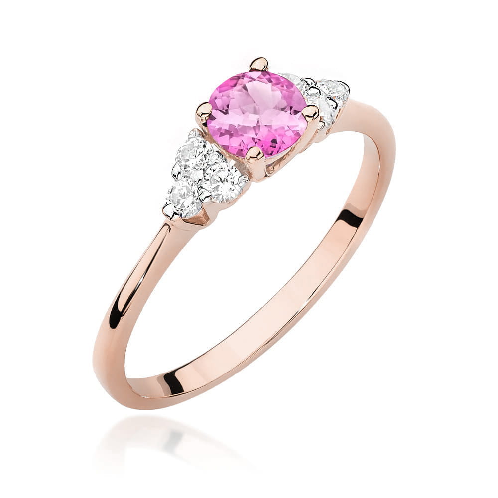 Gold Ring With Pink Topaz And Diamonds