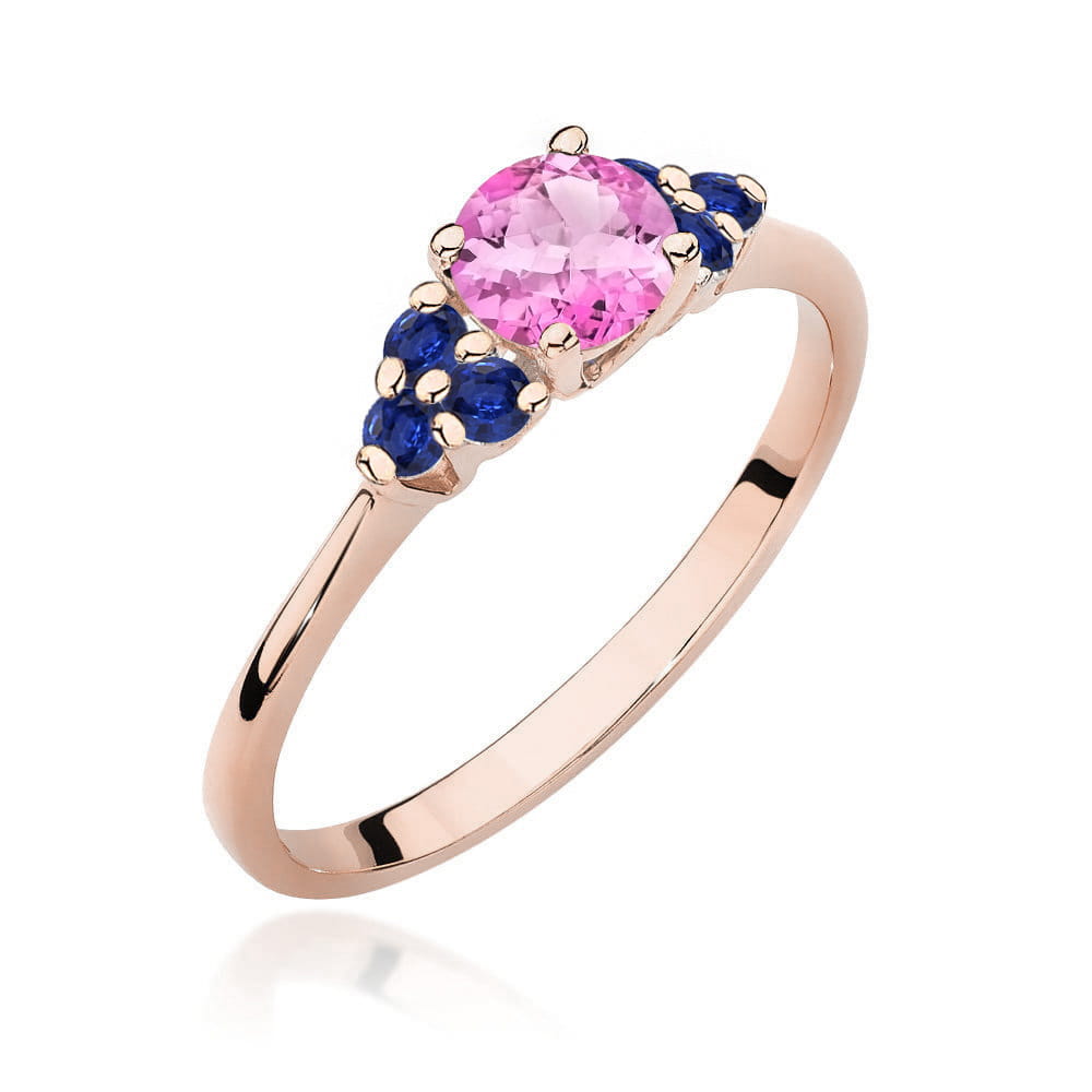 Gold Ring With Pink Topaz And Sapphires