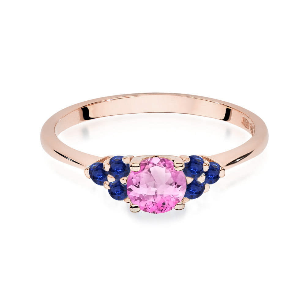 Gold Ring With Pink Topaz And Sapphires