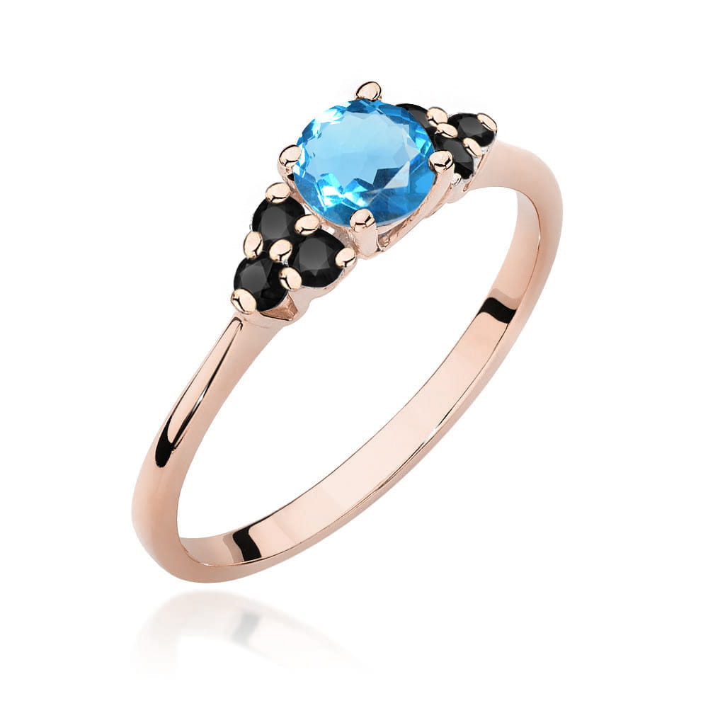 Gold Ring With Topaz And Black Diamonds
