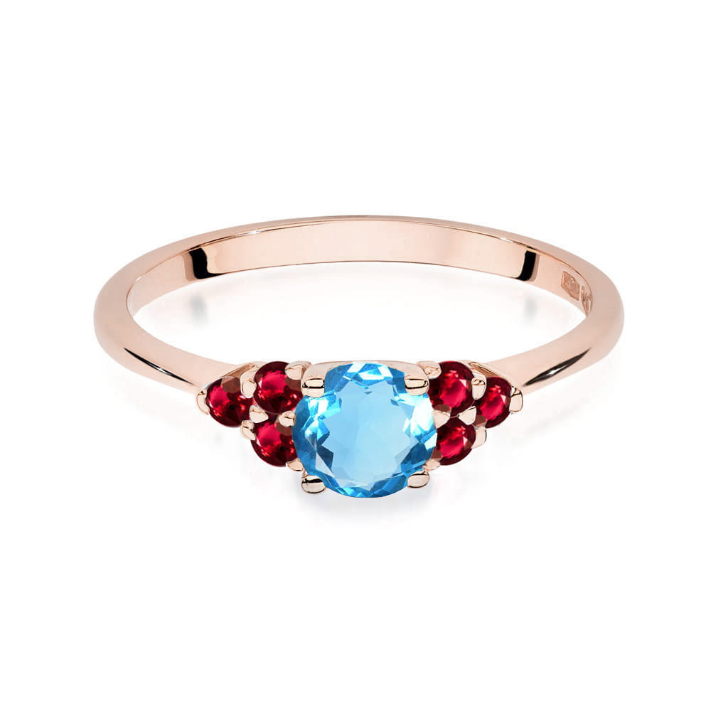 Gold Ring With Topaz And Rubies