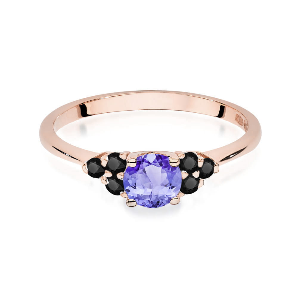 Gold Ring With Tanzanite And Black Diamonds