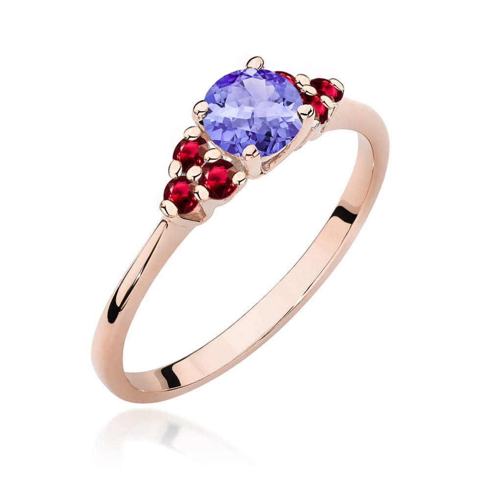 Gold Ring With Tanzanite And Rubies