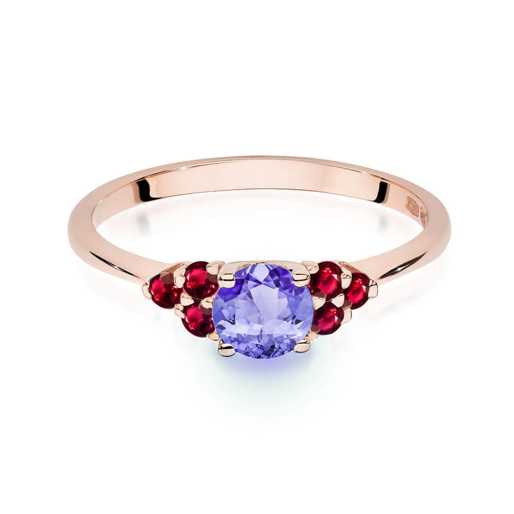 Gold Ring With Tanzanite And Rubies
