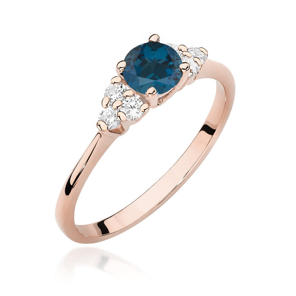 Gold Ring With London Topaz And Diamonds