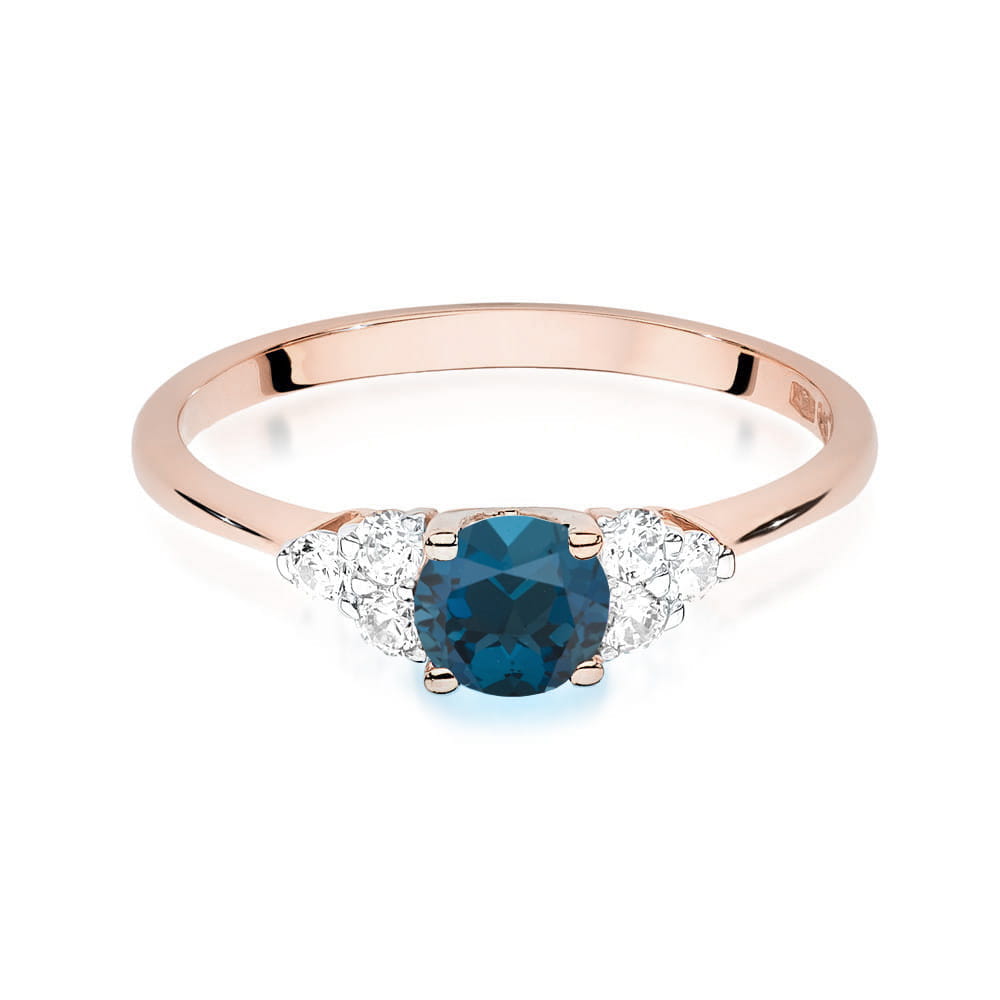Gold Ring With London Topaz And Diamonds