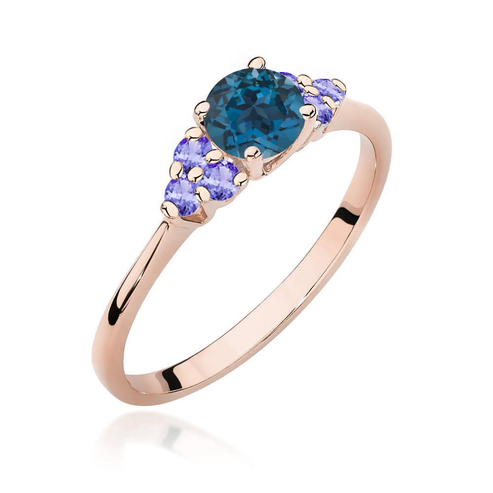 Gold Ring With London Topaz And Tanzanites