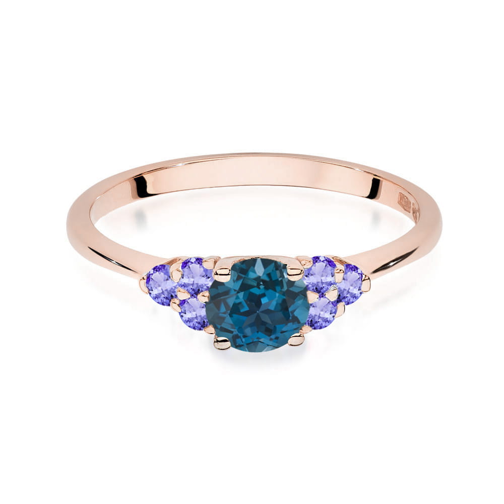 Gold Ring With London Topaz And Tanzanites