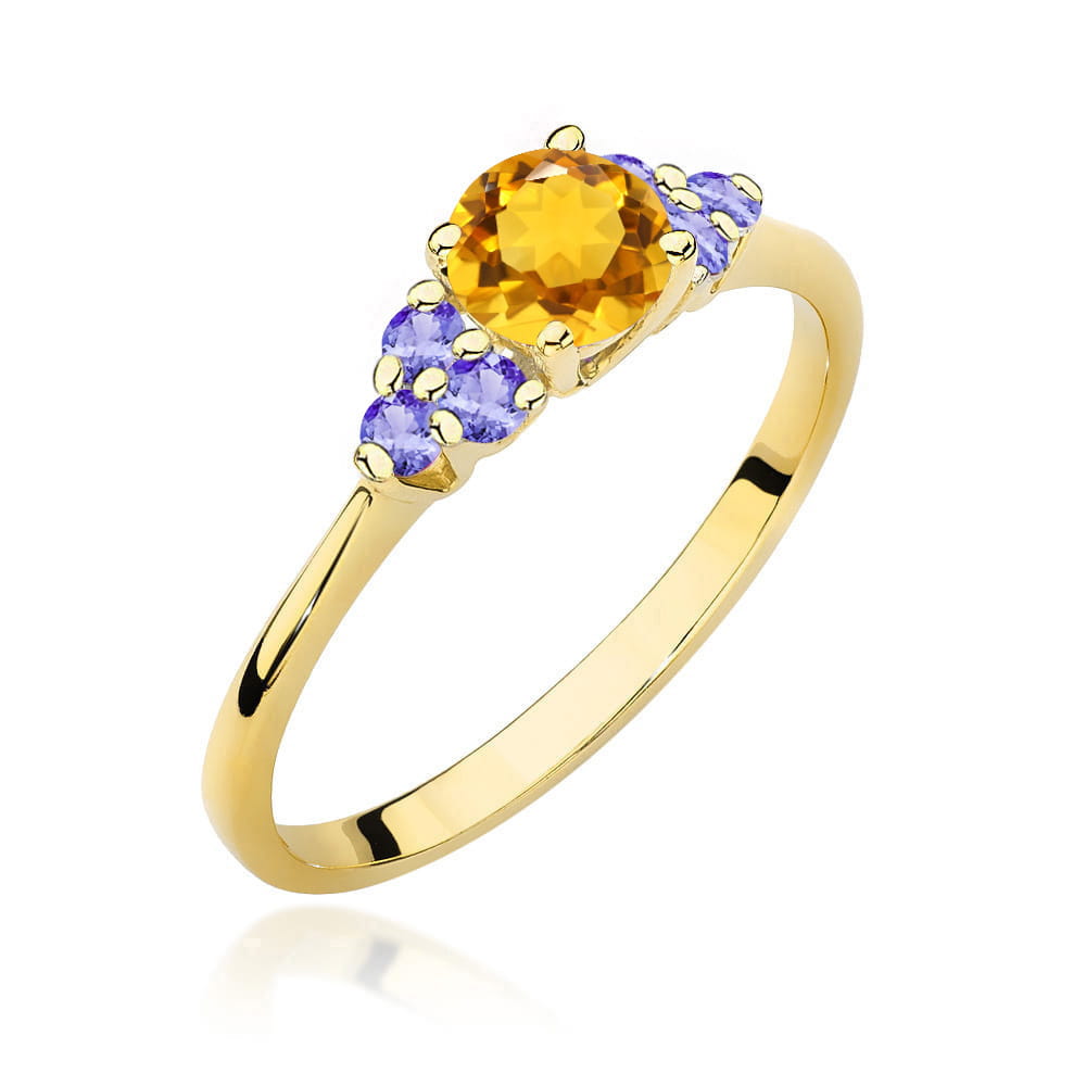 Gold Ring With Citrine And Tanzanite