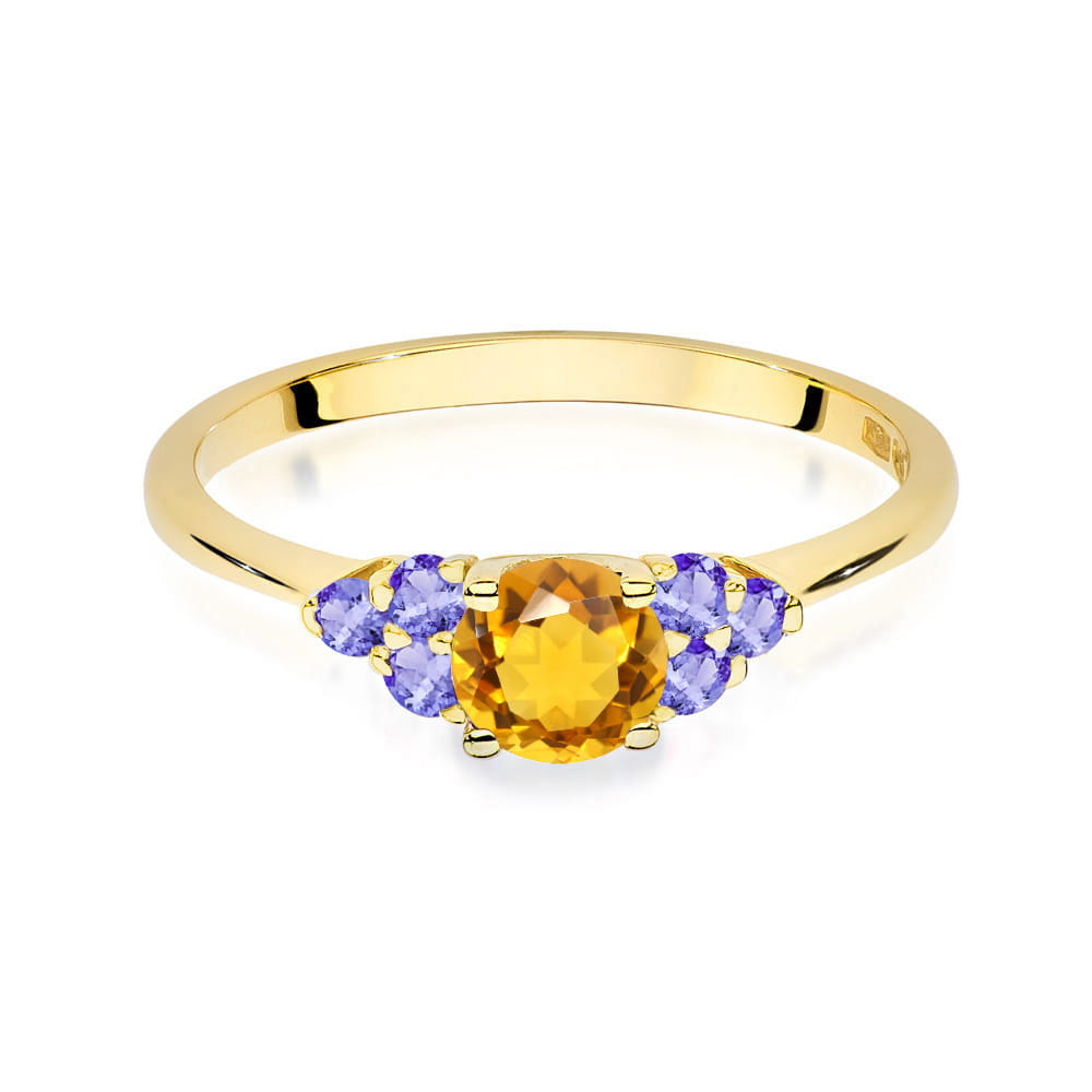 Gold Ring With Citrine And Tanzanite