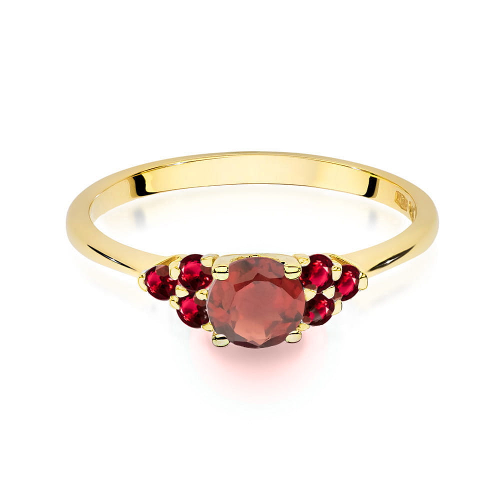 Auksinis Žiedas Su Granatu Ir Rubinais
