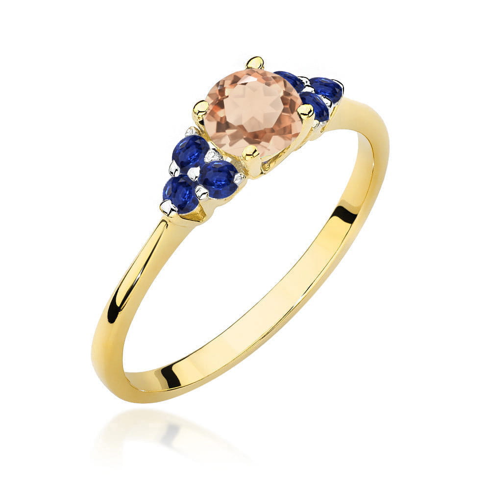 Gold Ring With Morganite And Sapphires