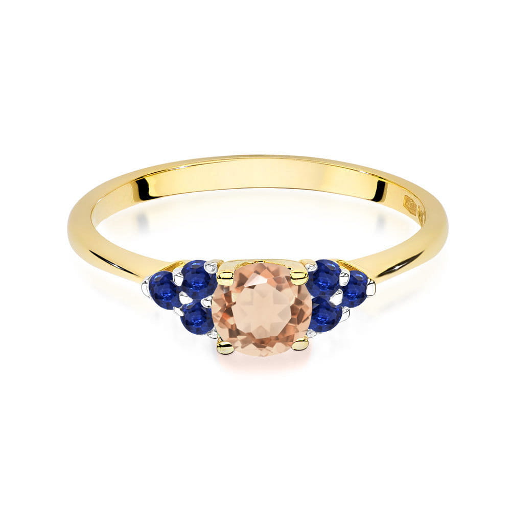 Gold Ring With Morganite And Sapphires