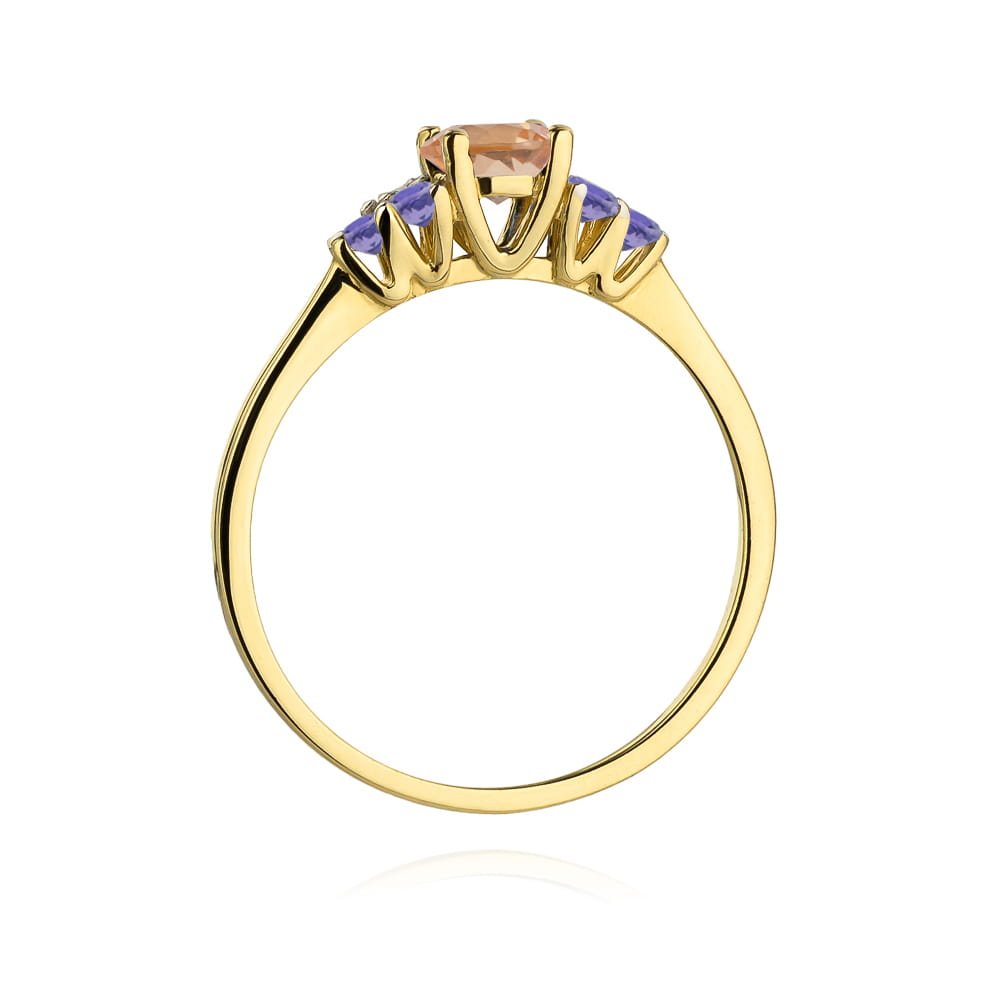 Gold Ring With Morganite And Tanzanite