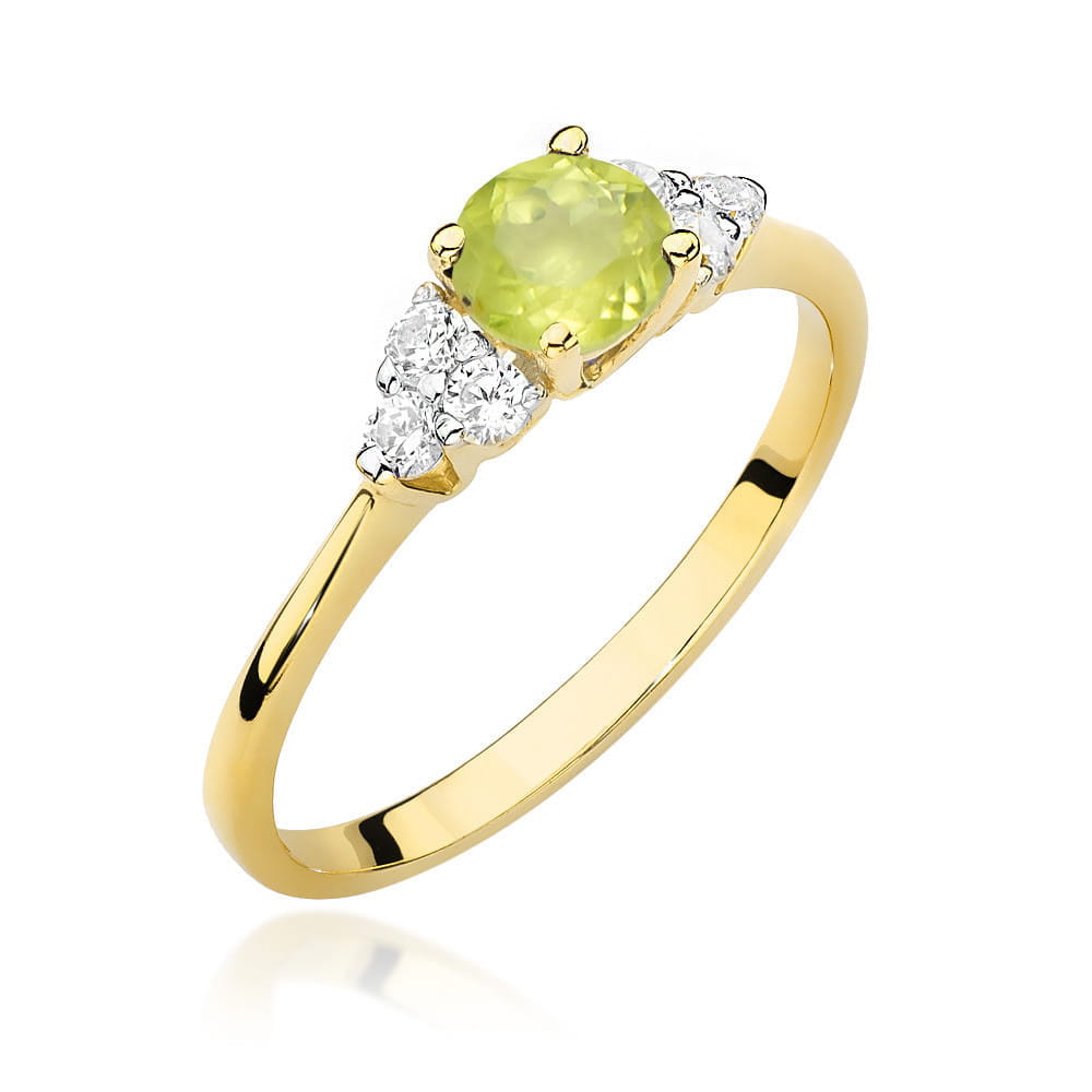 Gold Ring With Peridot And Diamonds