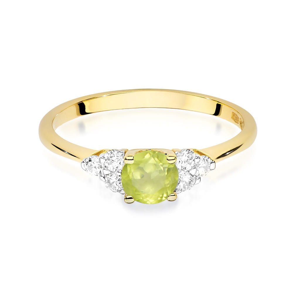 Gold Ring With Peridot And Diamonds