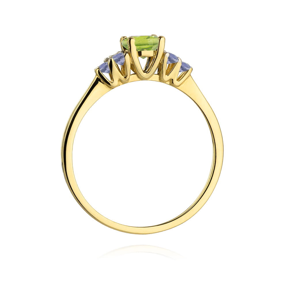 Gold Ring With Peridot And Tanzanite