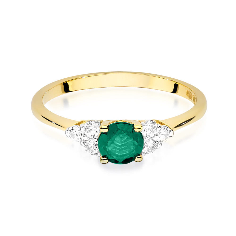 Gold Ring With Emerald And Diamonds
