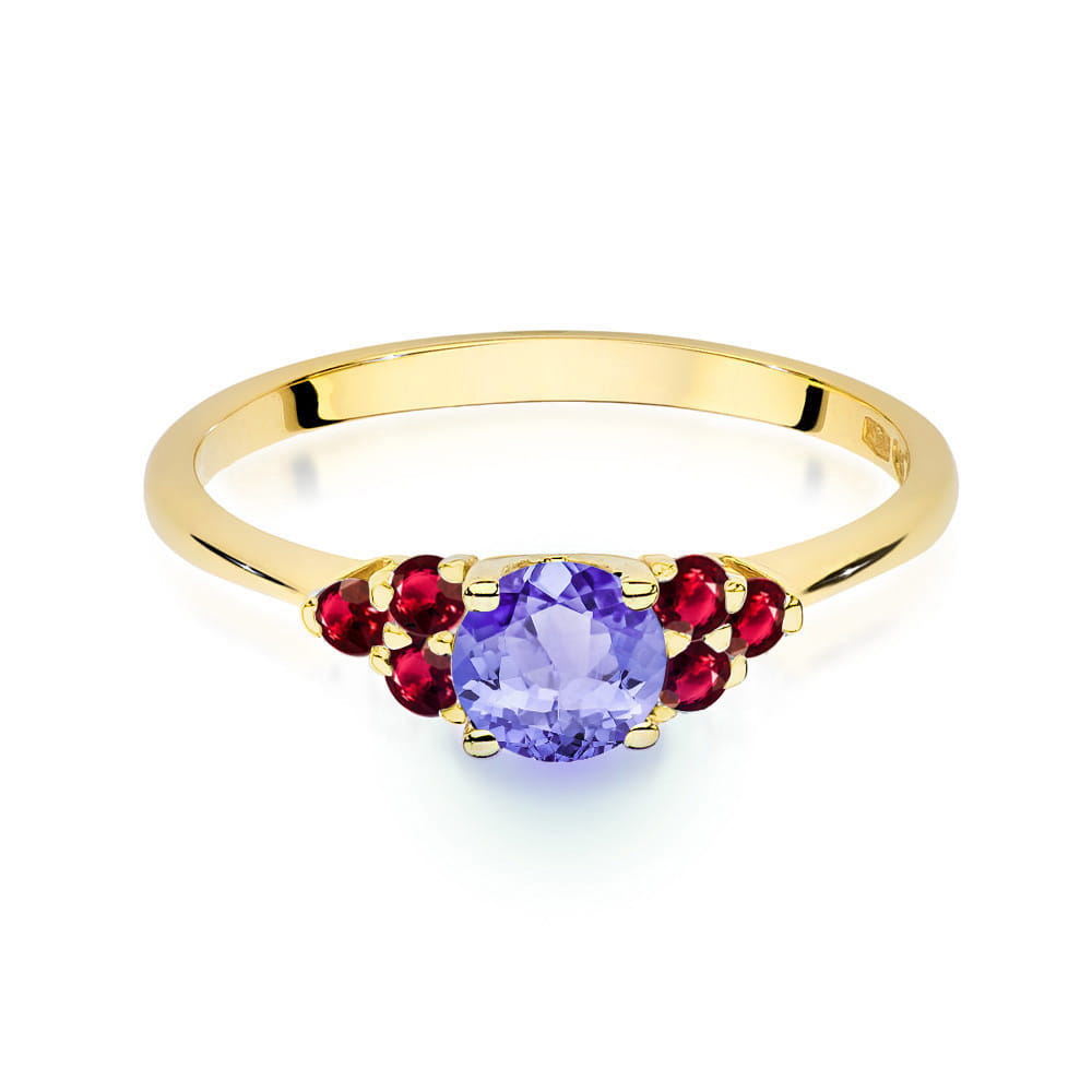 Gold Ring With Tanzanite And Rubies