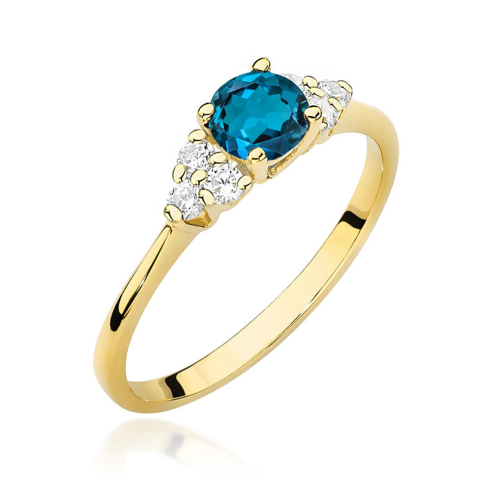 Gold Ring With London Topaz And Diamonds