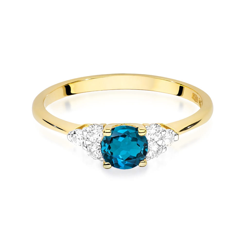 Gold Ring With London Topaz And Diamonds