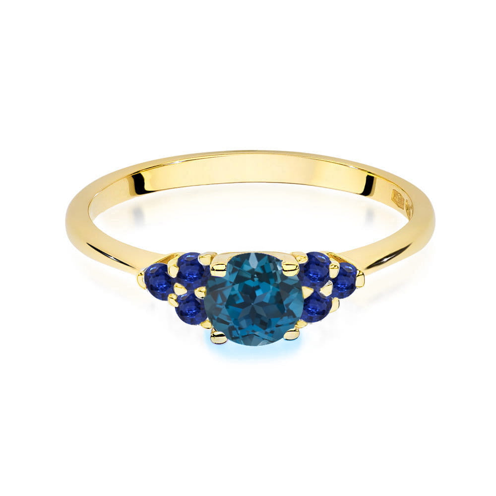 Gold Ring With London Topaz And Sapphires