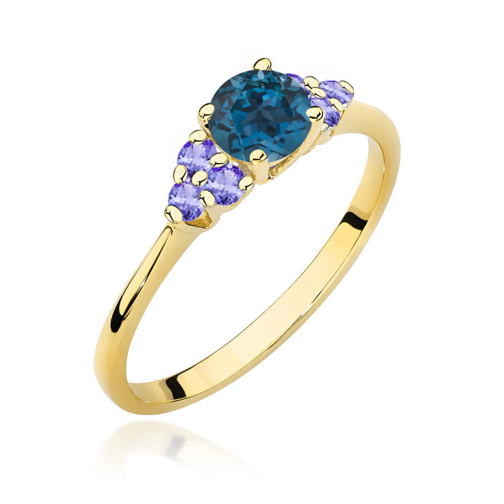 Gold Ring With London Topaz And Tanzanites