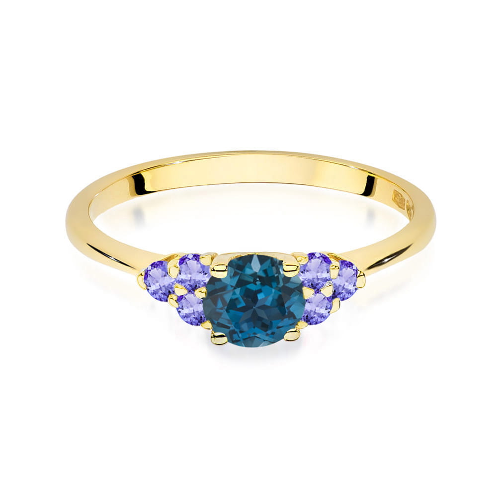 Gold Ring With London Topaz And Tanzanites