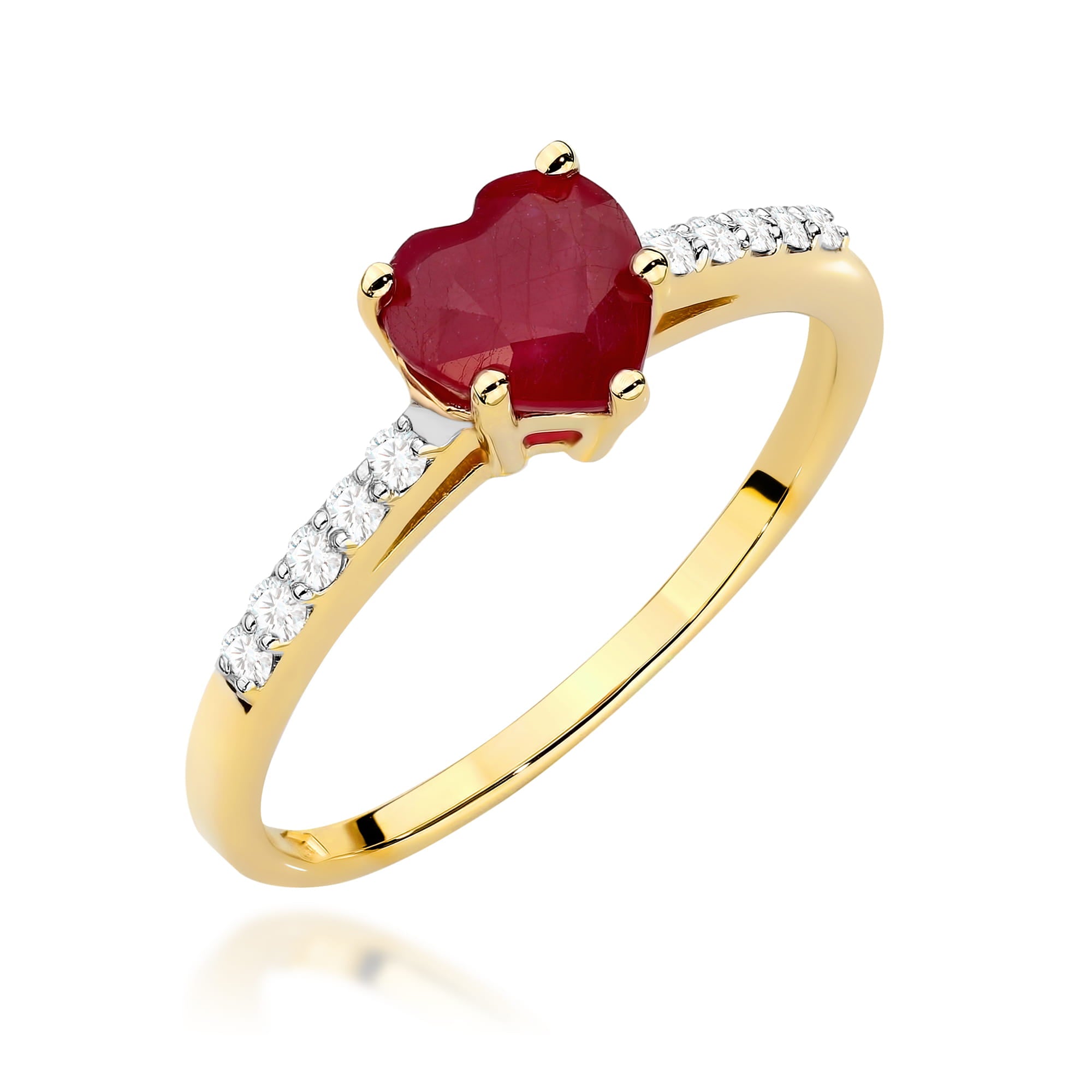 Auksinis Žiedas Su Rubinu Ir Deimantais