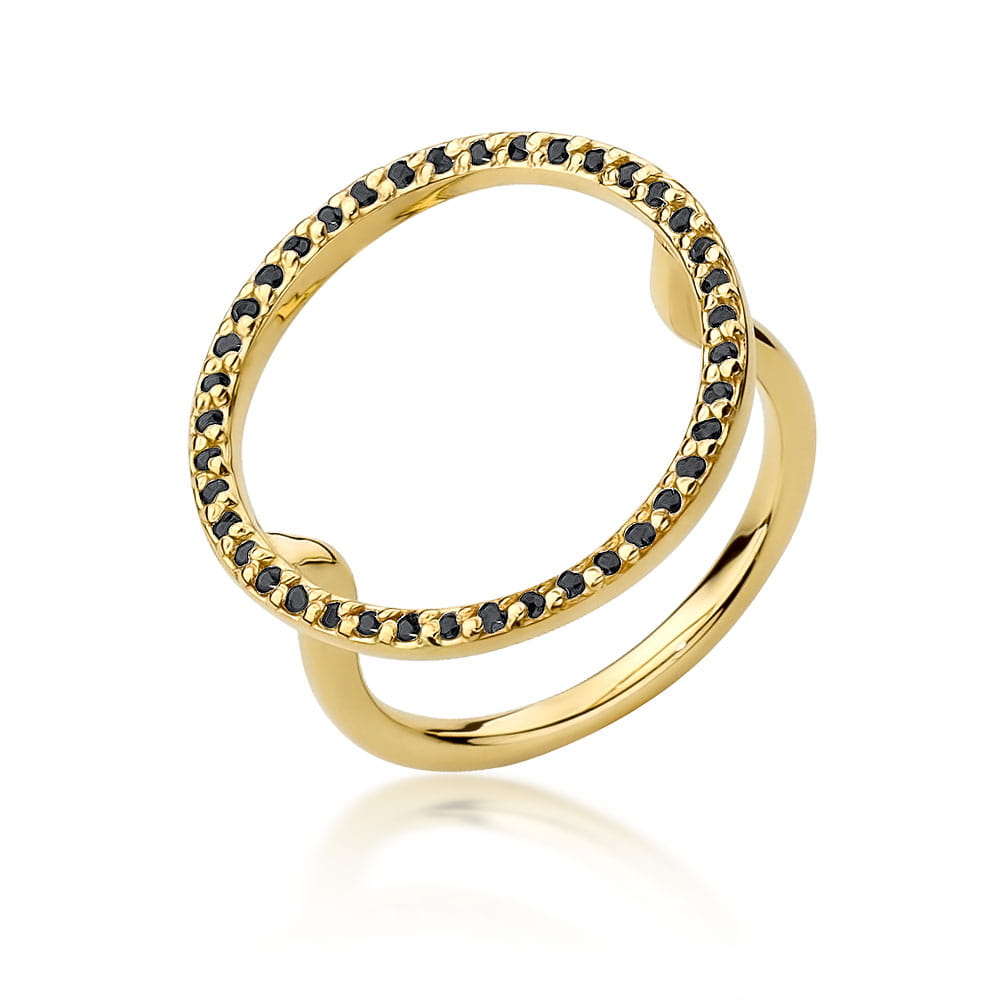 Gold Ring With Black Diamonds