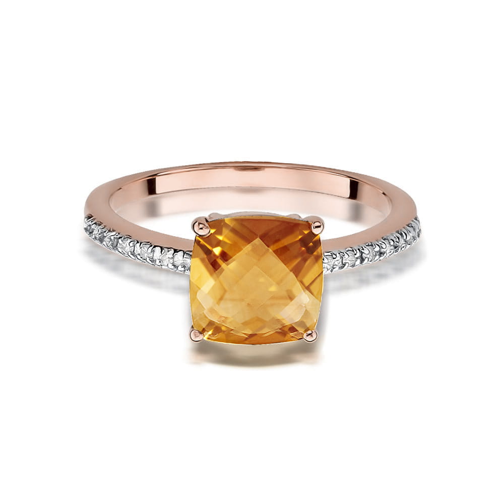Auksinis Žiedas Su Citrinu Ir Deimantais