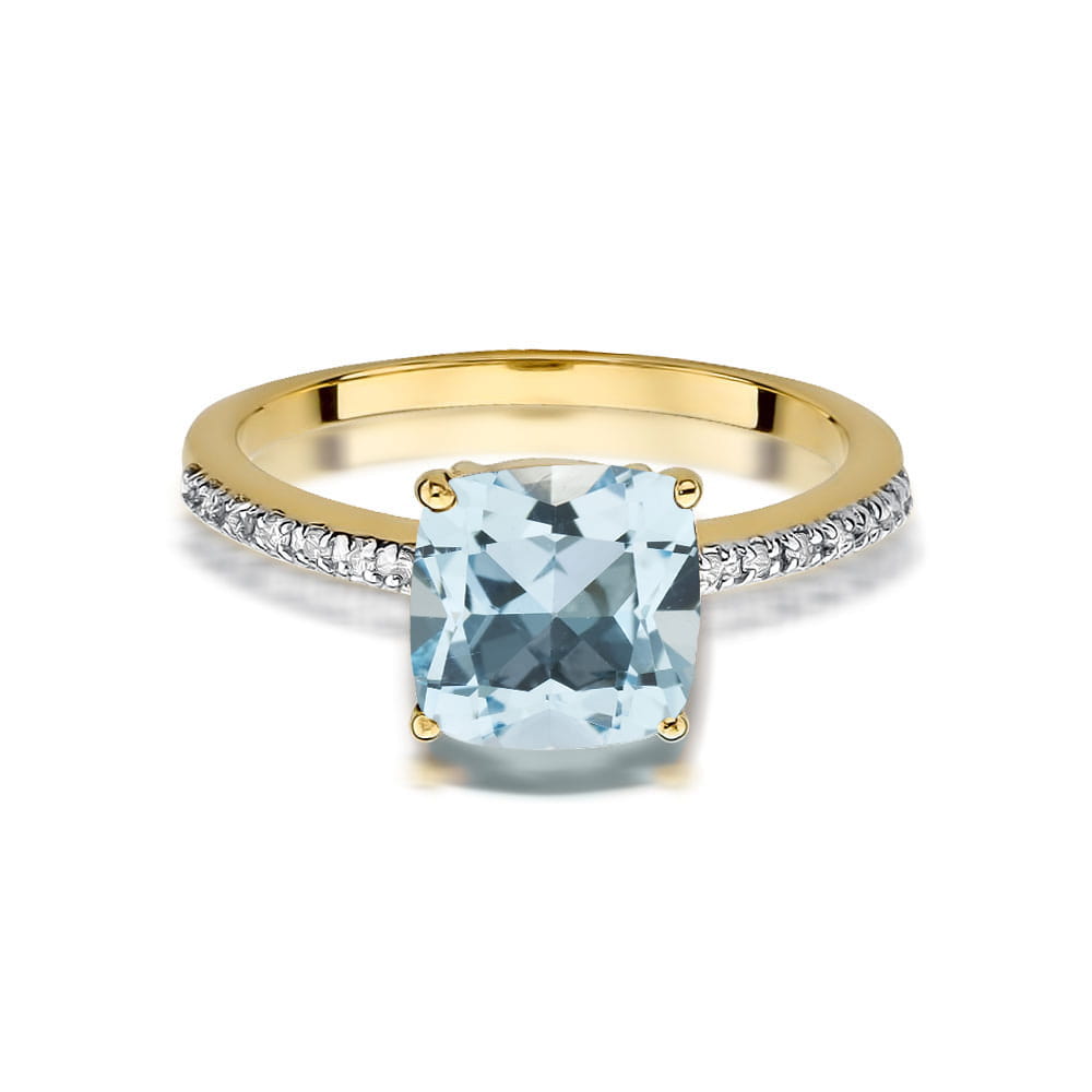 Auksinis Žiedas Su Topazu Ir Deimantais