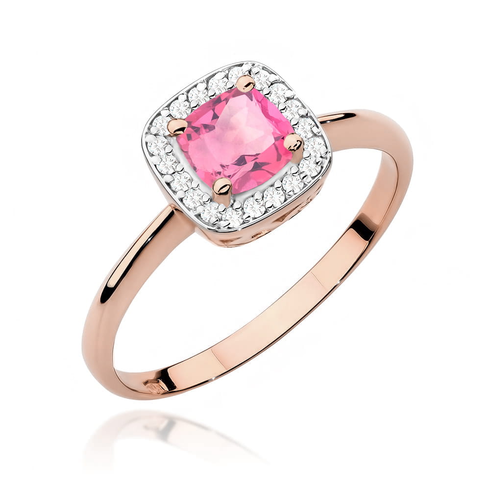 Gold Ring With Pink Topaz And Diamonds