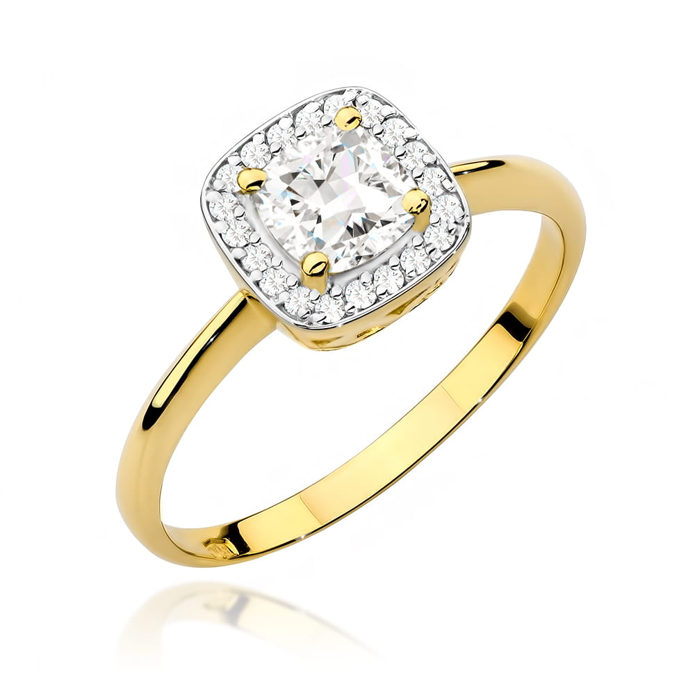 Gold Ring With White Sapphire And Diamonds