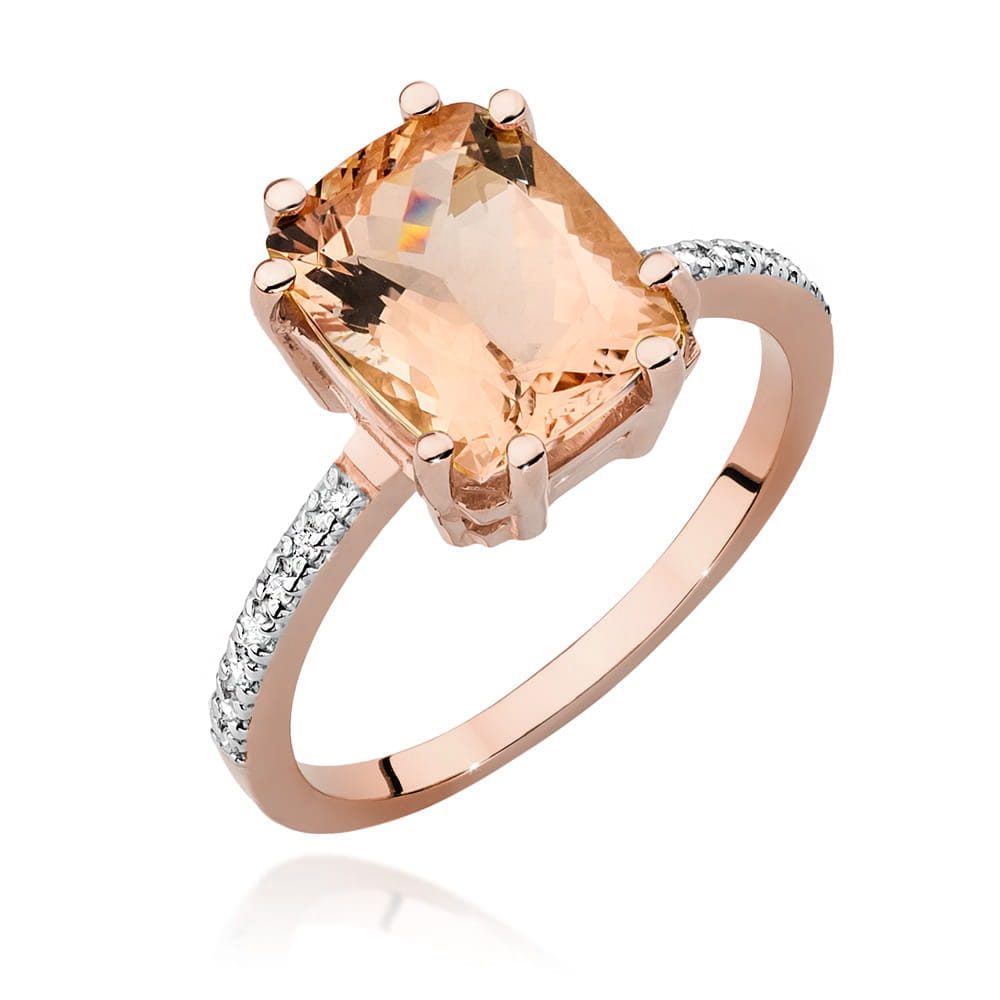 Gold Ring With Morganite And Diamonds