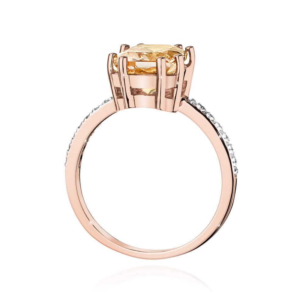 Gold Ring With Morganite And Diamonds