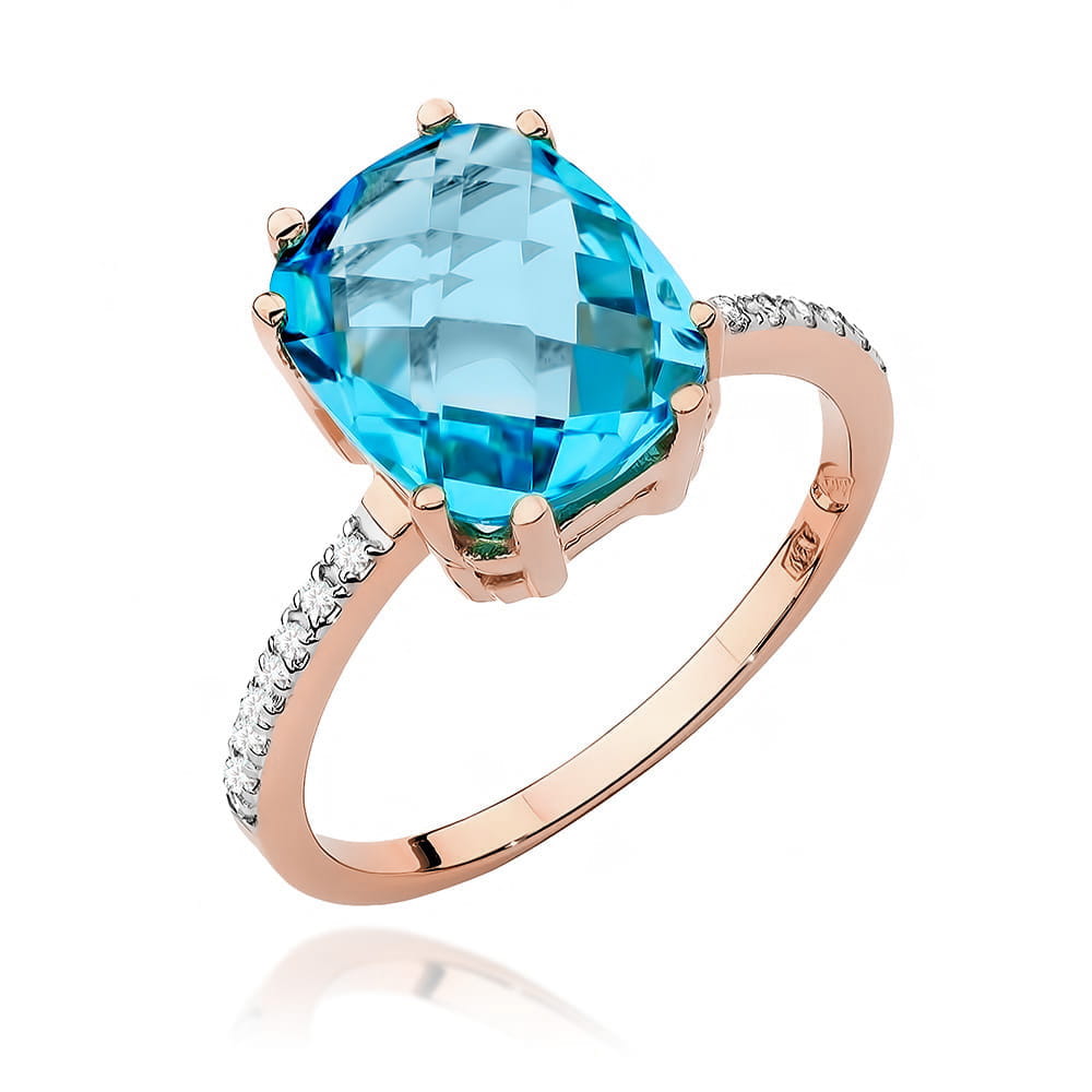 Gold Ring With Topaz And Diamonds