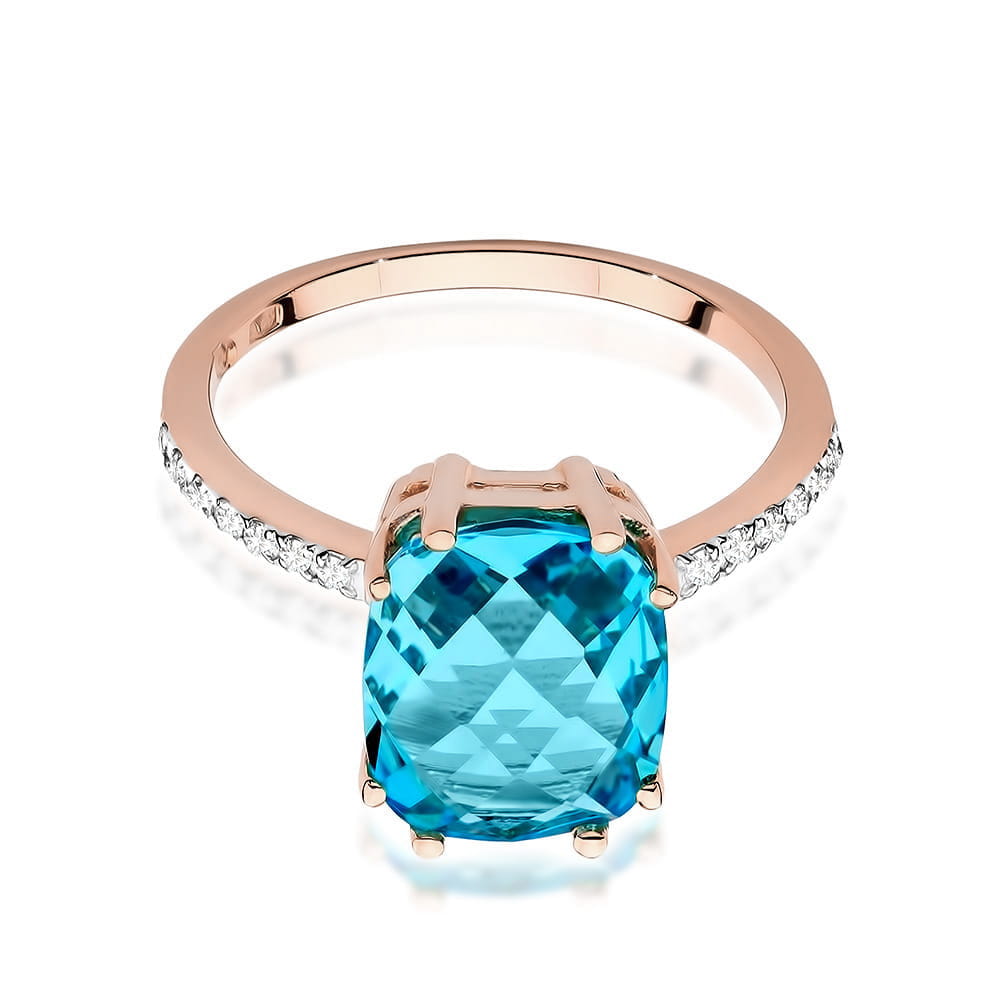 Gold Ring With Topaz And Diamonds