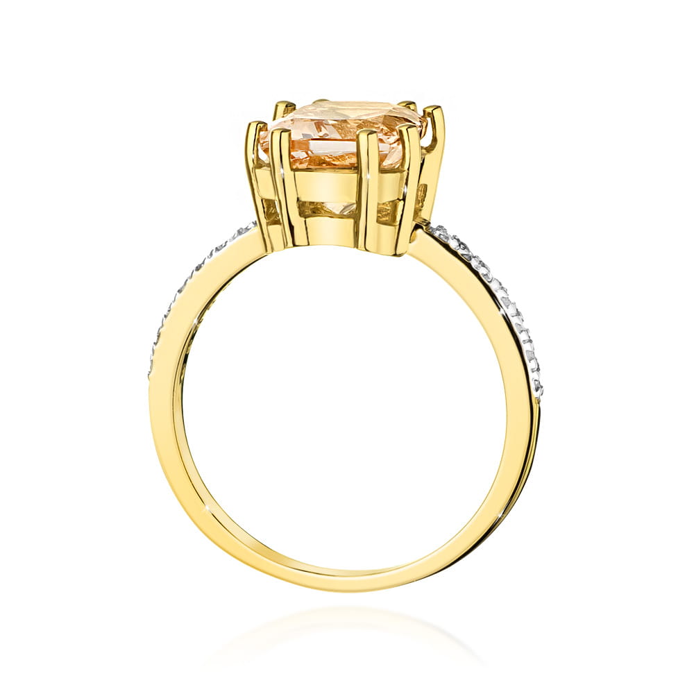 Gold Ring With Morganite And Diamonds
