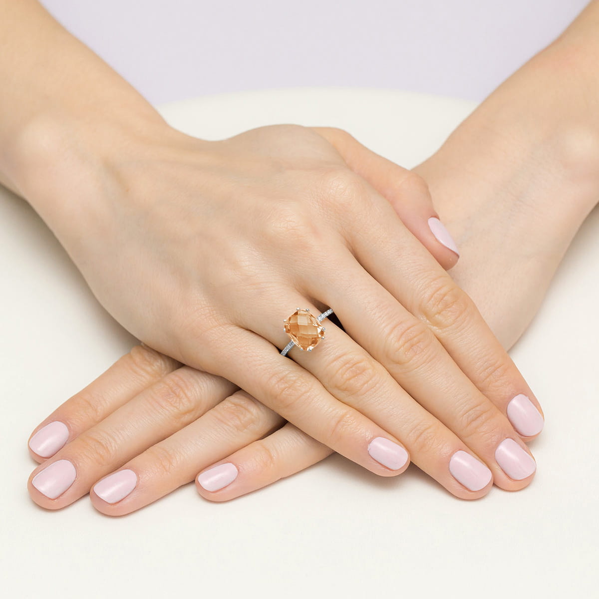 Gold Ring With Morganite And Diamonds