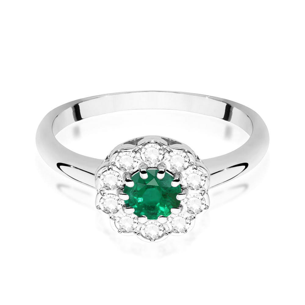 Auksinis Žiedas Su Smaragdu Ir Deimantais