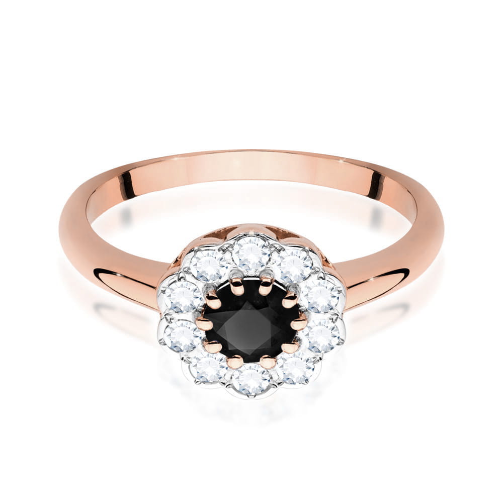 Gold Ring With Black And White Diamonds