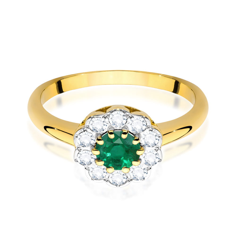 Gold Ring With Emerald And Diamonds