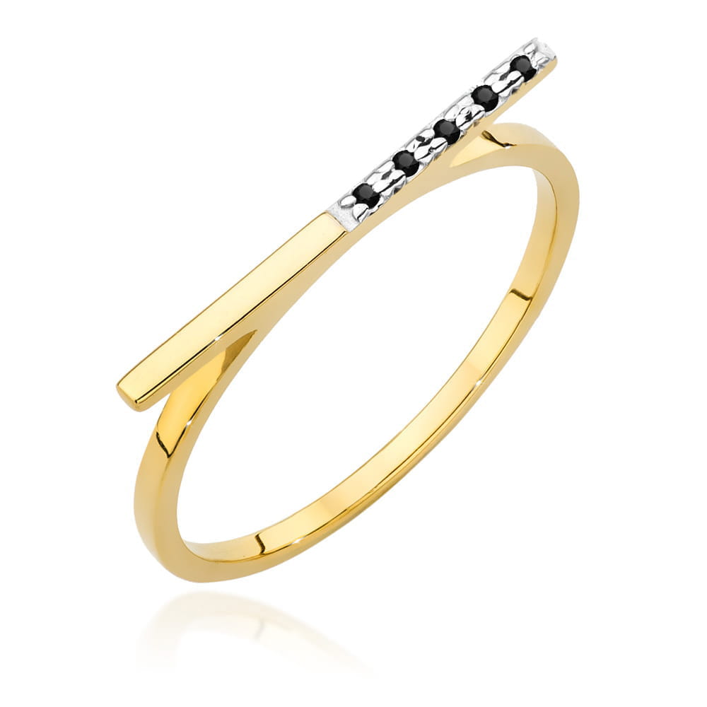 Auksinis Žiedas Su Juodais Deimantais